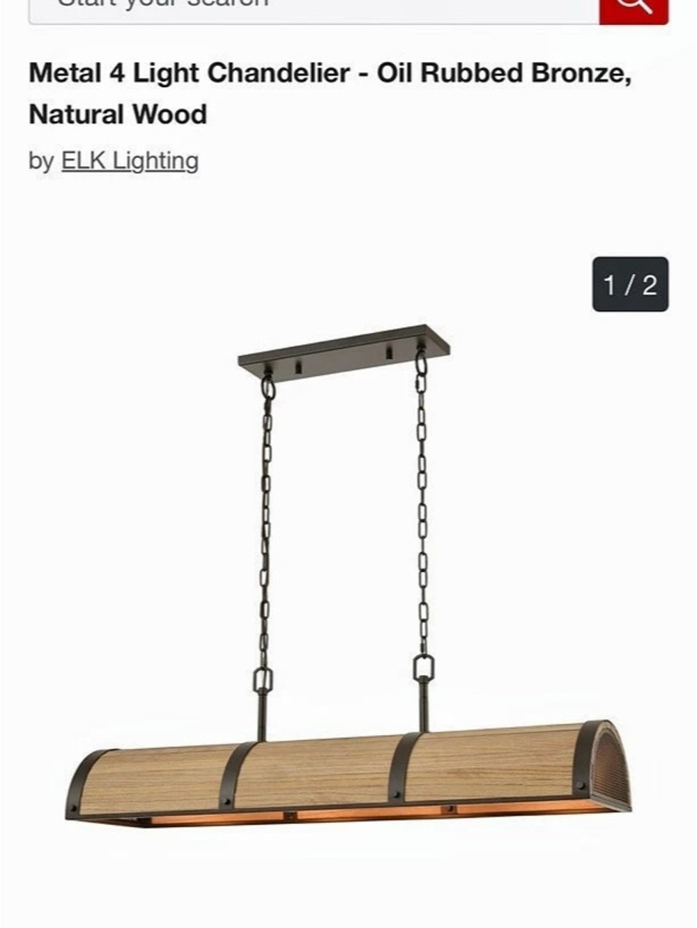 ELK Lighting Metal 4 Light Chandelier - Oil Rubbed Bronze, Natural Wood Oil